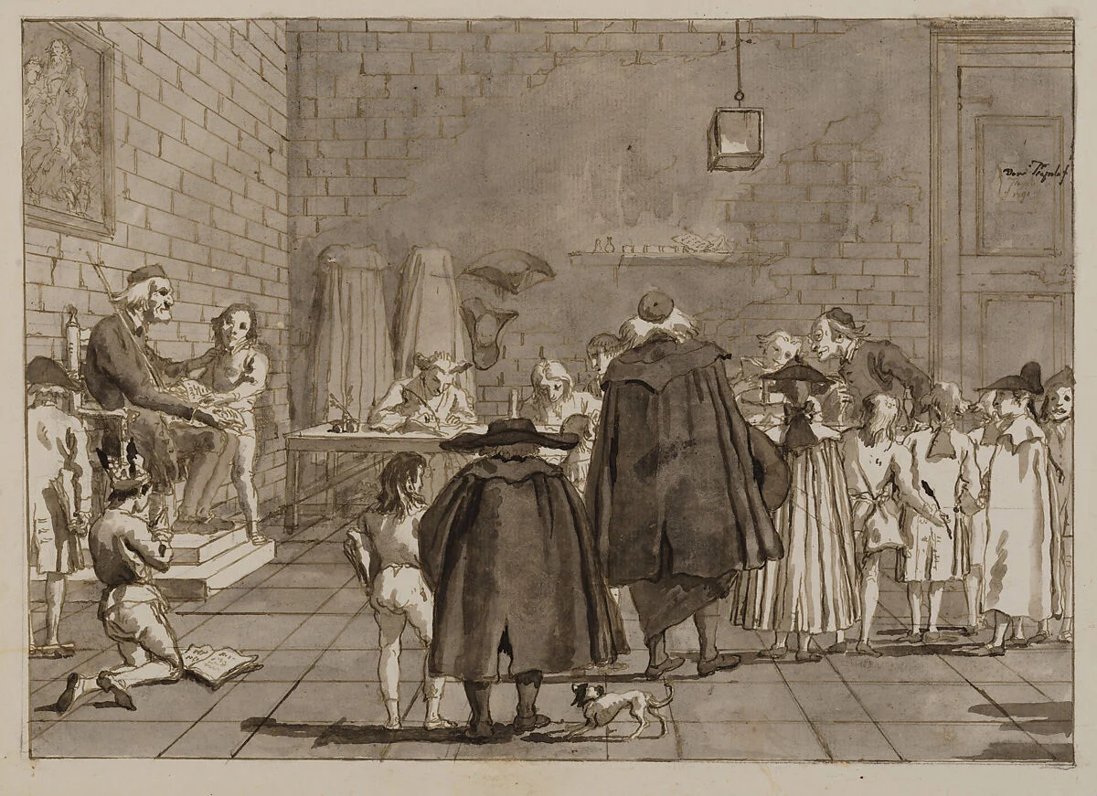 The School, Giovanni Domenico Tiepolo, 1791; historical image of education